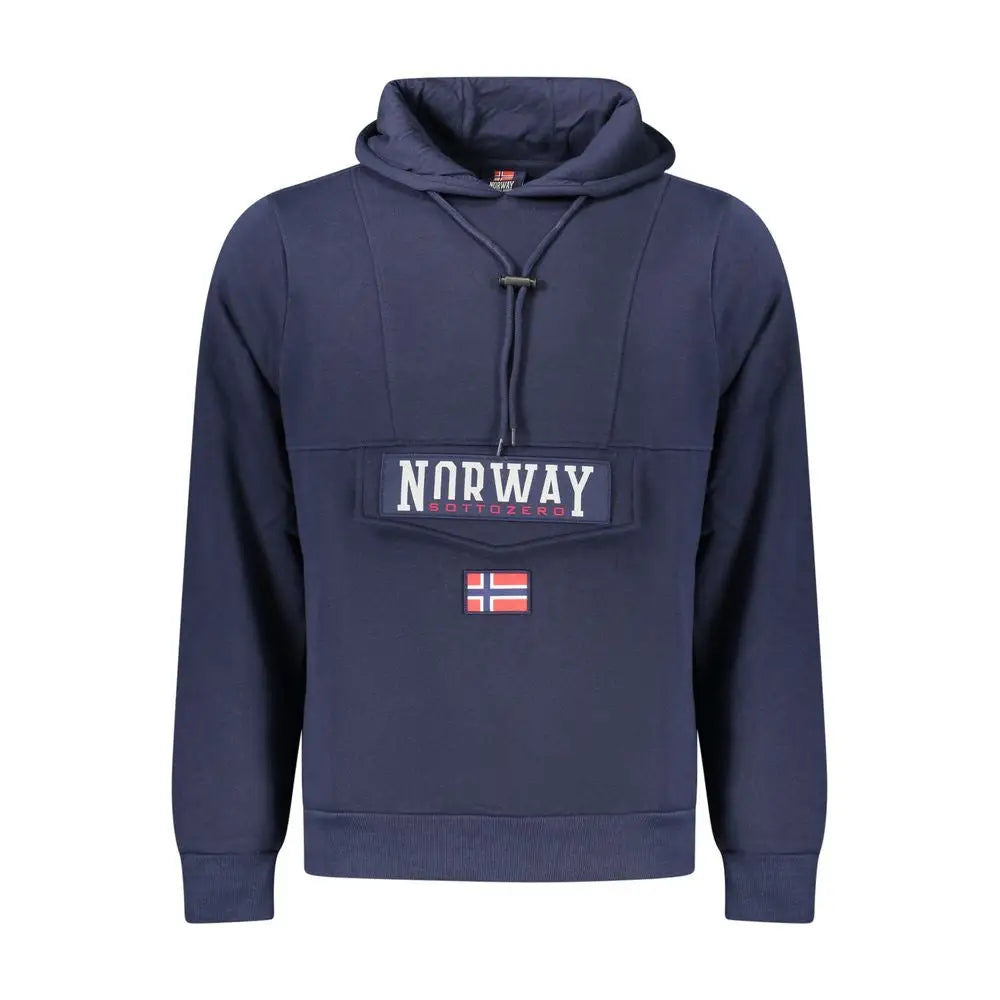 Norway 1963s blå bomuldssweatshirt med Norge-motiv og flag