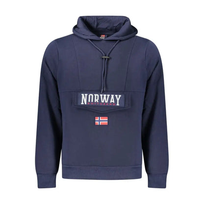 Norway 1963s blå bomuldssweatshirt med Norge-motiv og flag