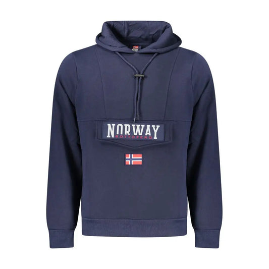 Norway 1963s blå bomuldssweatshirt med Norge-motiv og flag