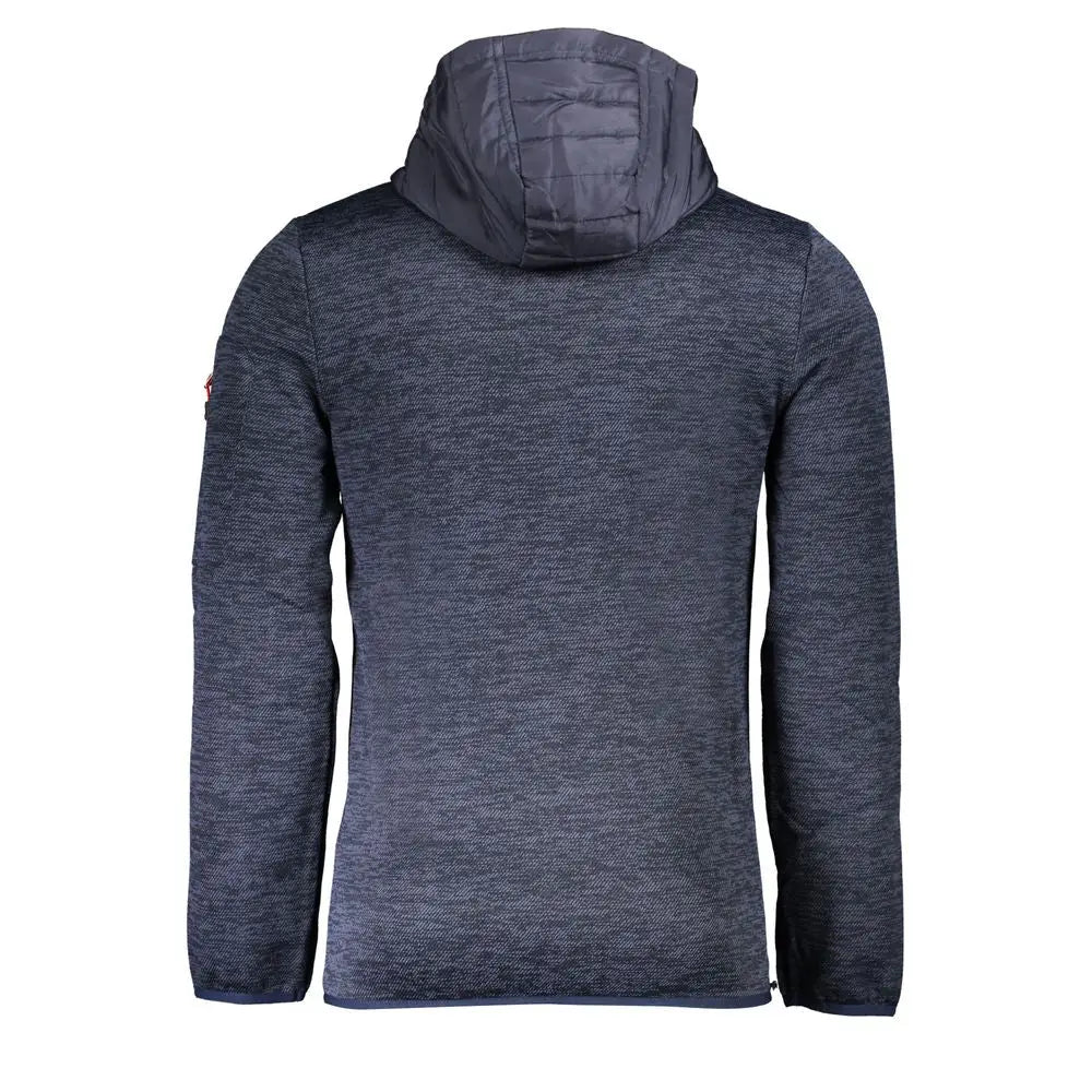 Mørk grå hejret hættetrøje med blød for med blå polyester skal