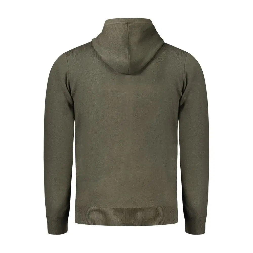 Olivengrøn hættetrøje med lynlås, ribkantet, Norway 1963, spar 30-70% på mode