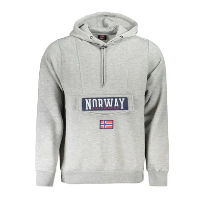 Grå hedet hoodie med navy blå Norge-patch og norsk flag
