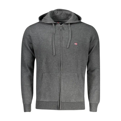 Grå hejret zip-up hoodie med norsk flag, grigio poliammide, 100% originale brands