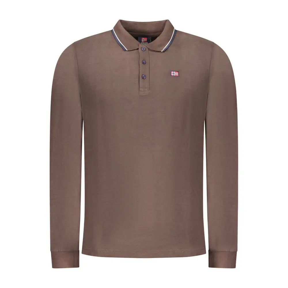 Marrone cotton herre polo-shirt med norsk flag og kontrastkrave, 100% originale brands