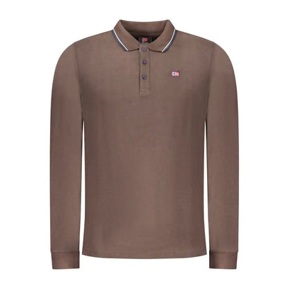 Marrone cotton herre polo-shirt med norsk flag og kontrastkrave, 100% originale brands