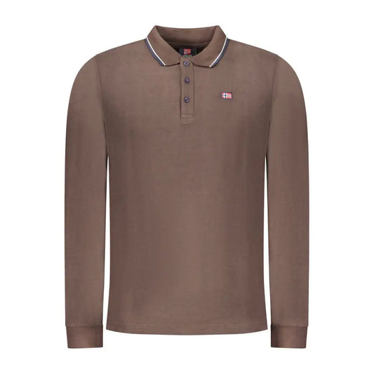 Marrone cotton herre polo-shirt med norsk flag og kontrastkrave, 100% originale brands