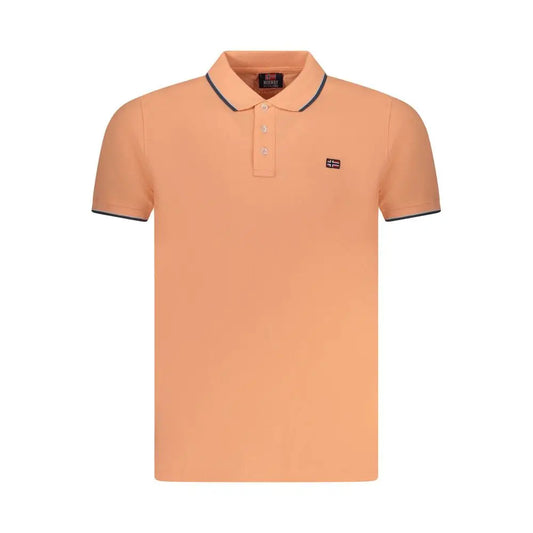 Norway 1963 pink cotton polo shirt med flagpatch og navy trim