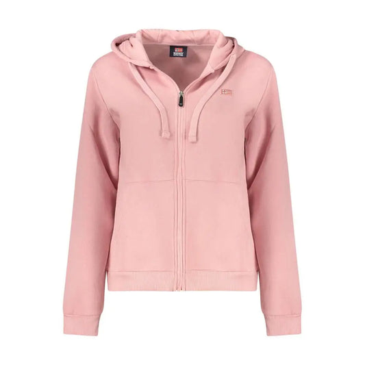 Blød rosa zip-up sweatshirt med hætte og lommer fra 100% originale brands – spar 30–70% på mode