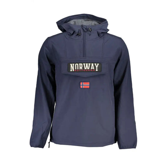 Høj kvalitet softshell jakke i mørkeblå med Norge-flag patch