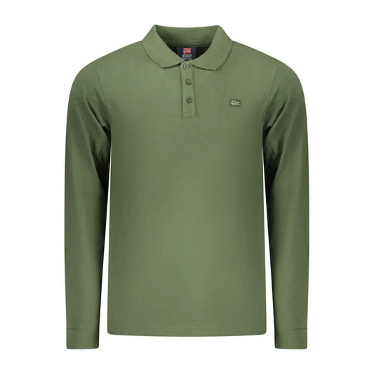 Høj kvalitet olive grøn langærmet polo shirt i verde cotton