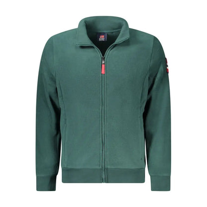 Mørkegrøn polyester herre sweatshirt med rød lynlås i verde polyester herre stil