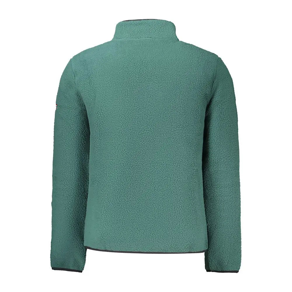 Teal verde polyester herre sweatshirt med høj krave og ribbed manchetter