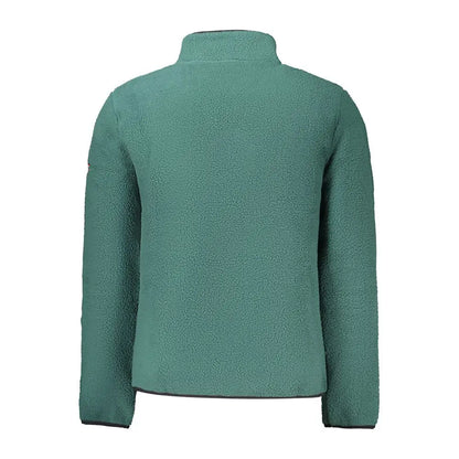 Teal verde polyester herre sweatshirt med høj krave og ribbed manchetter
