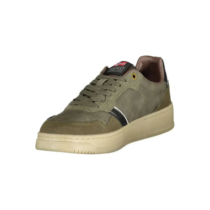 Norway 1963 verde polyurethane sneakers i olivgrøn semsket læder og canvas med sort stribe