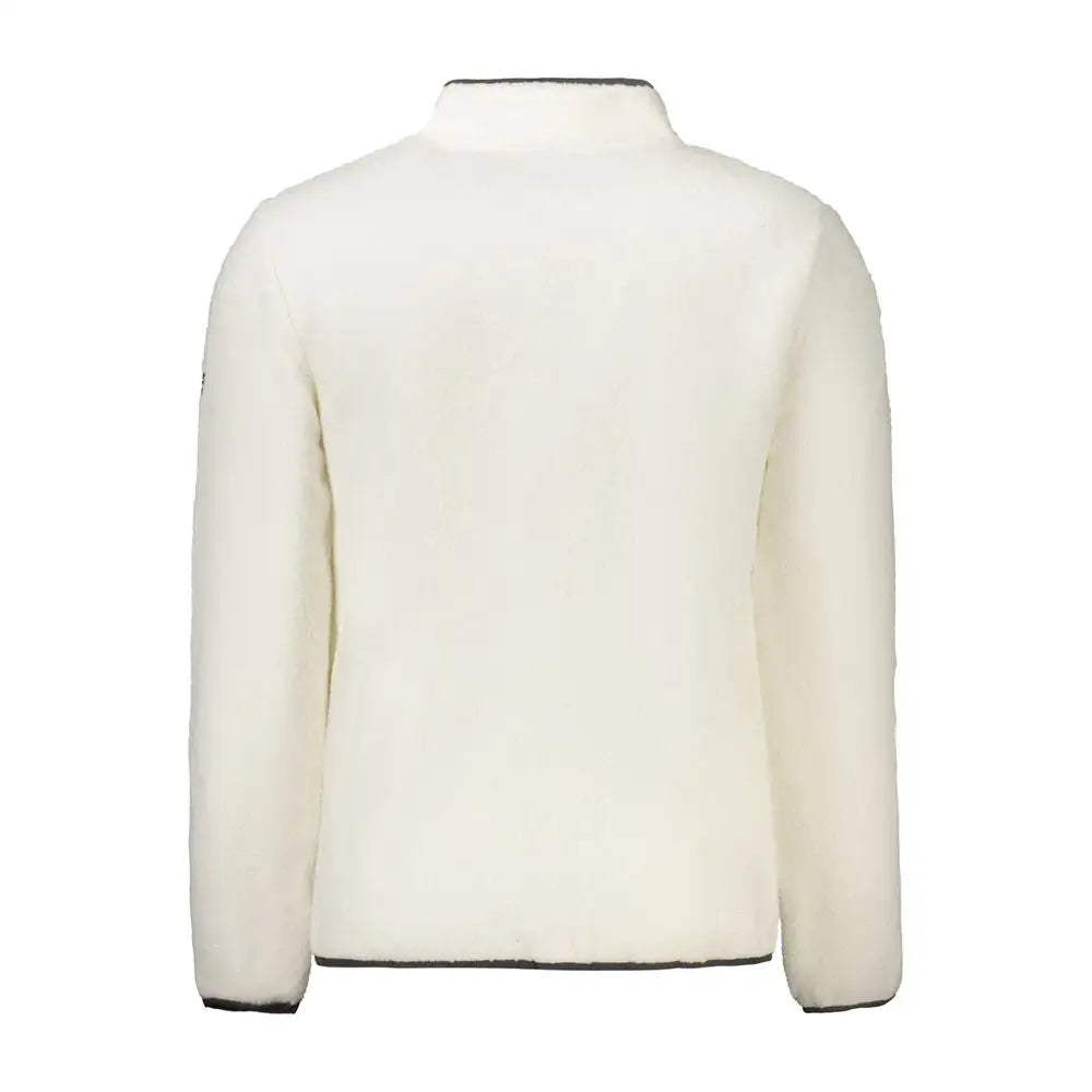 Cream-colored fleece jacket med sort trim. Outlet mærkevarer, spar 30-70%