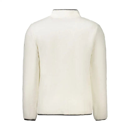 Cream-colored fleece jacket med sort trim. Outlet mærkevarer, spar 30-70%