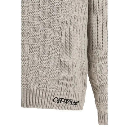 Beige bomuldssweatshirt fra Off-White med tekstureret strik og logo