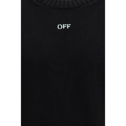 Off-White sort sort trøje i sort bomuld med ribbet rund hals og hvid off-logo