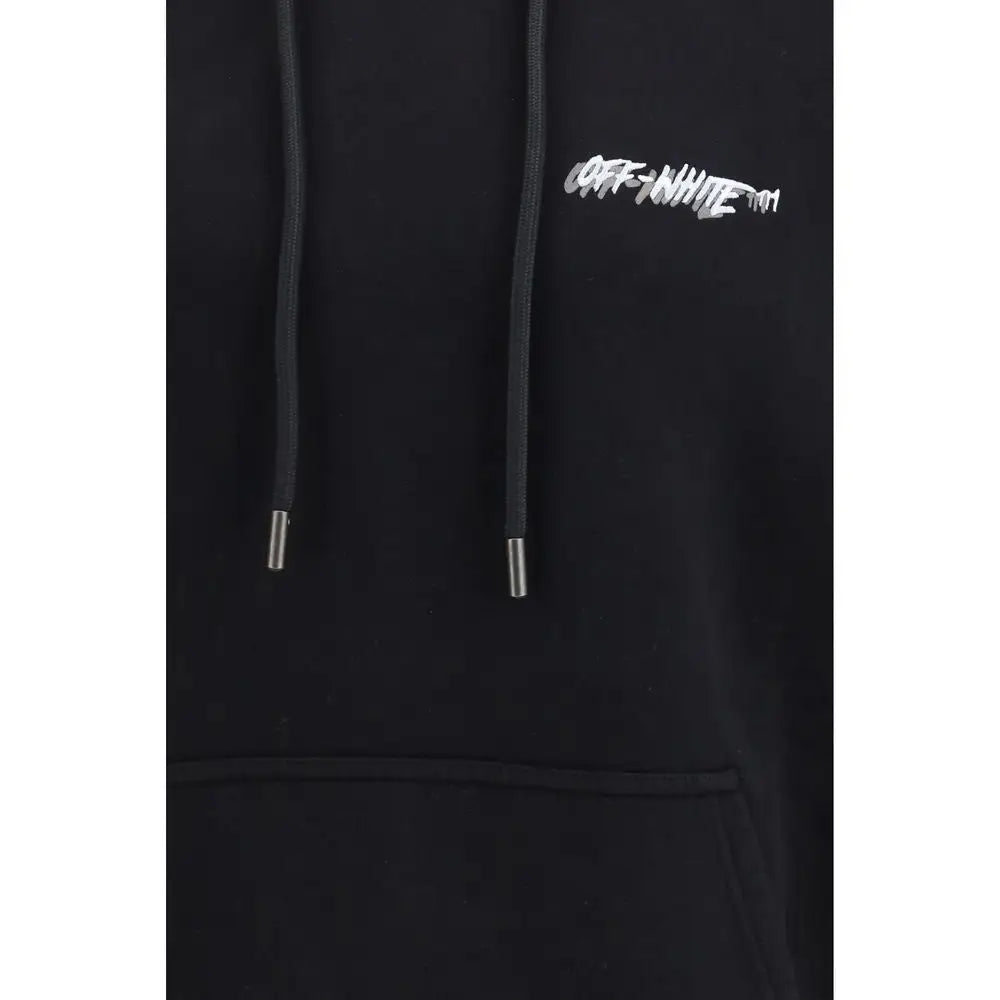 Elegant Off-White black sorte bomulds sweatshirt with graffiti logo
