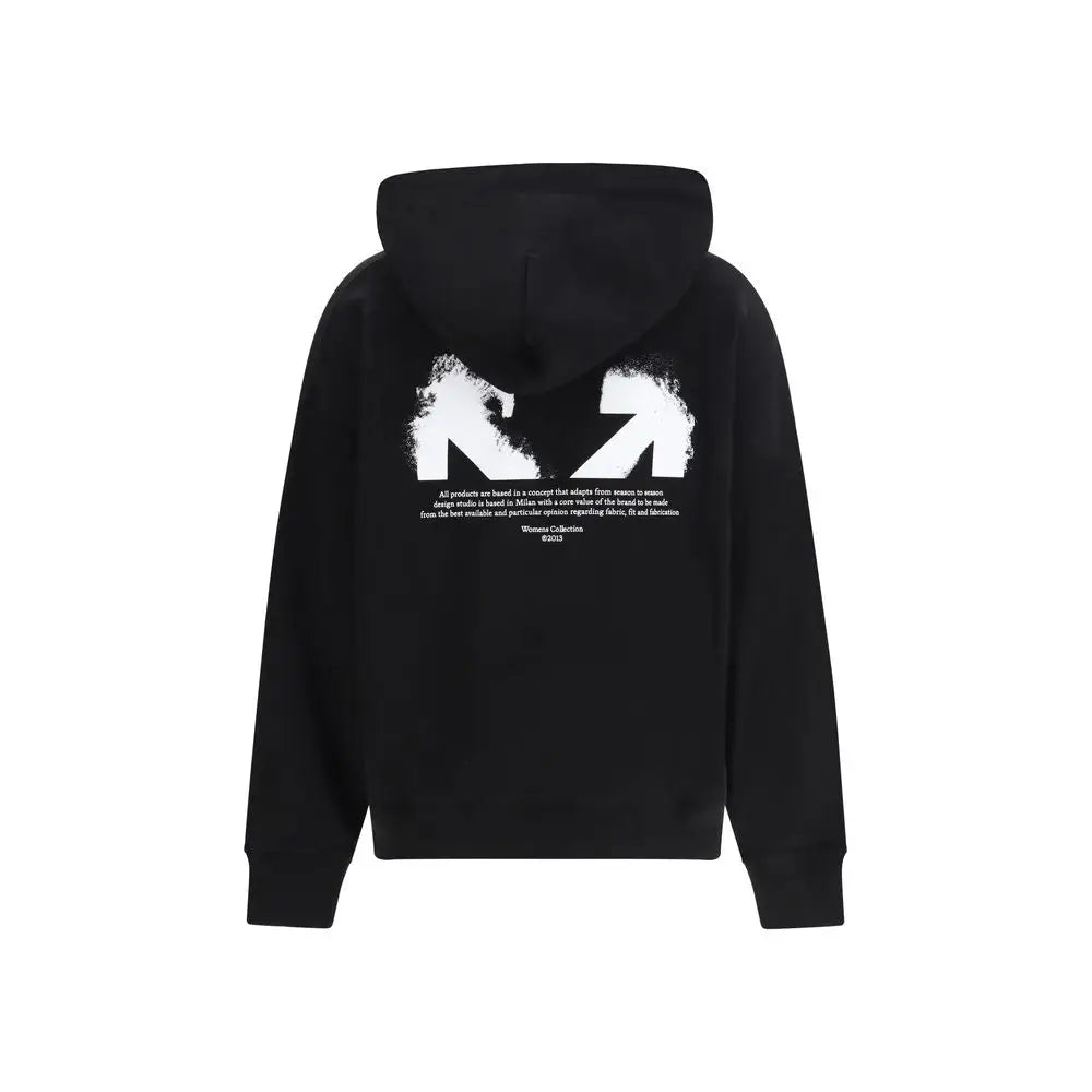 Off-White sorte sweatshirt i sort med sort bomuld og hvid pilgrafik på ryggen