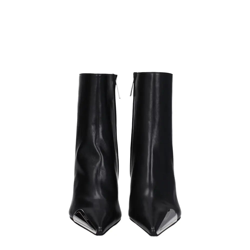 Off-White Black Leather Ankle Boots