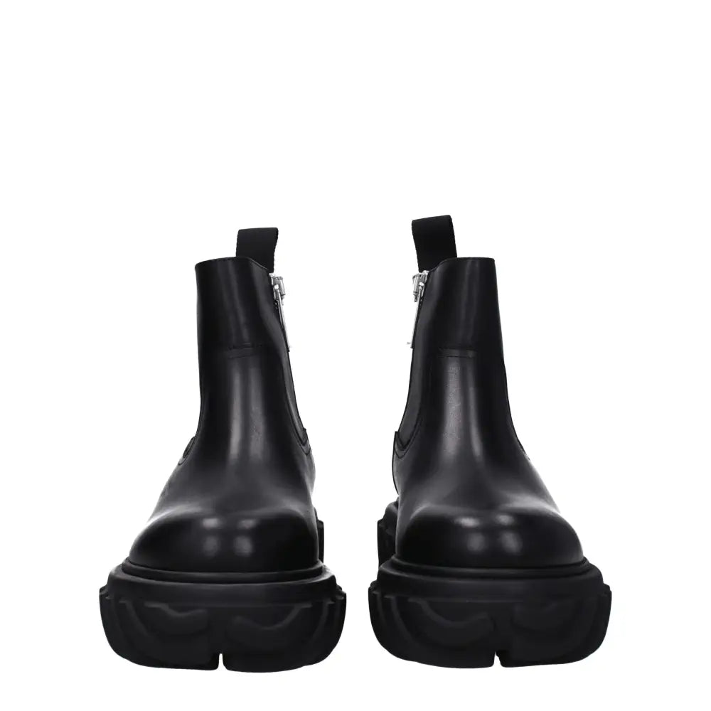 Off-White Black Leather Ankle Boots