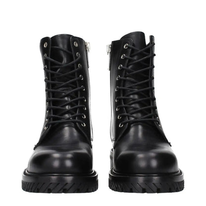 Off-White Black Leather Ankle Boots