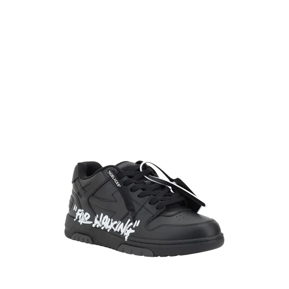Off-White sorte gummi chunky sneakers med graffiti-tryk