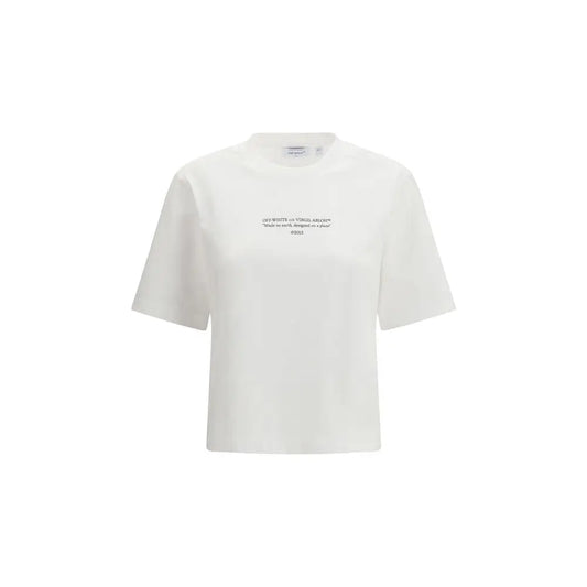 Off-White hvid t-shirt med sort tryk, outlet mærkevarer, spar 30–70%