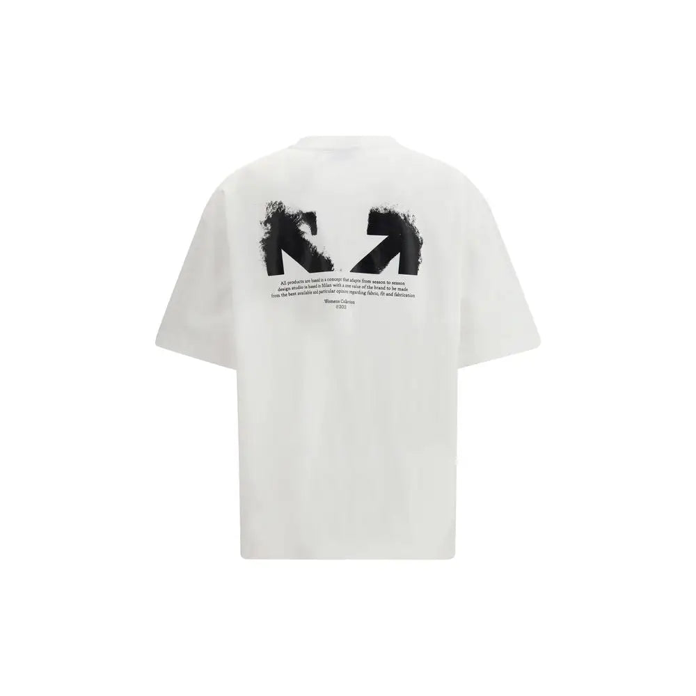 Hvid oversized sportswear t-shirt i bomuld med sorte pile og splat-effekt fra Off-White