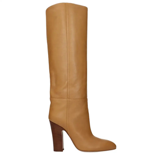 Paris Texas Brown Leather High Heel Boots - Støvler