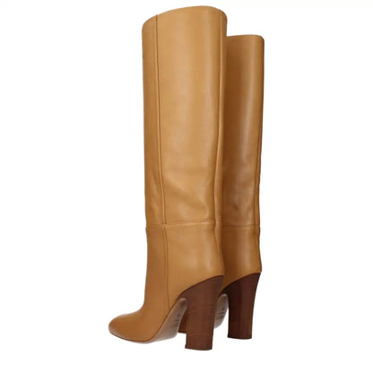 Paris Texas Brown Leather High Heel Boots - Støvler