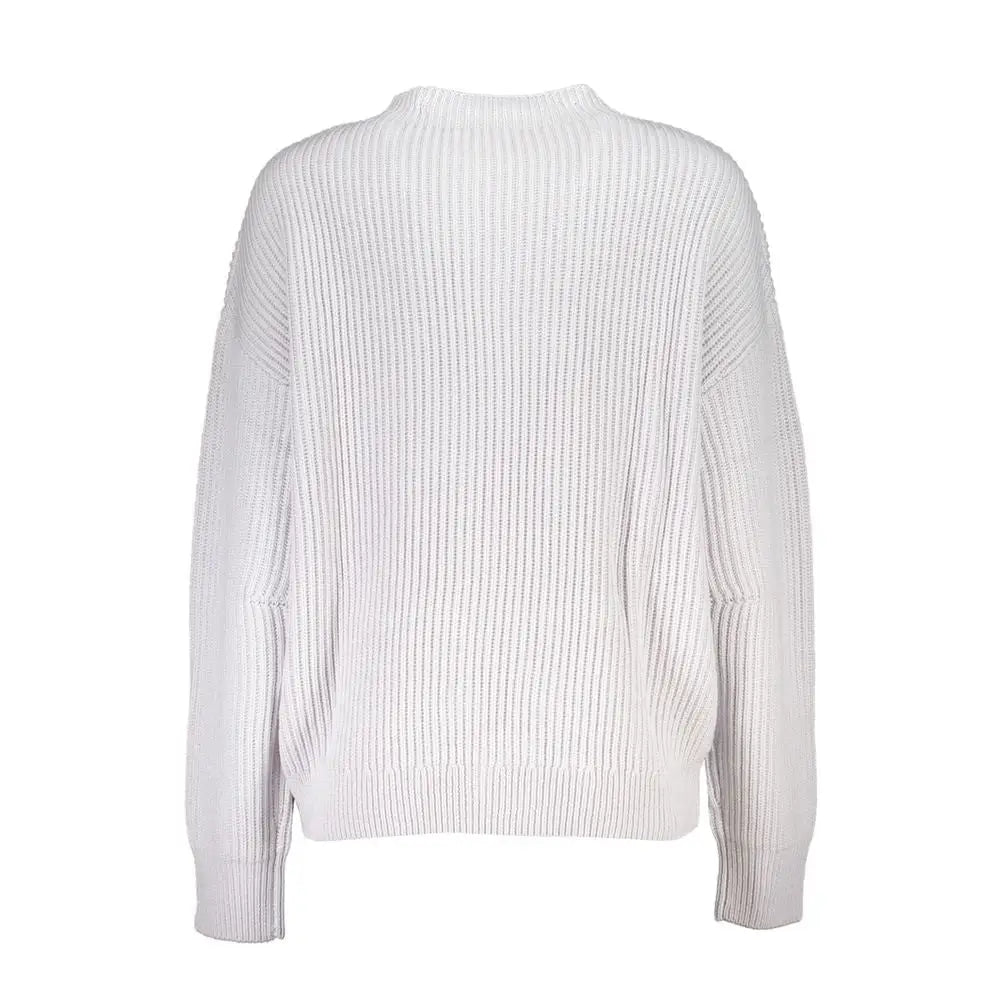 Patrizia Pepe Grigio acrylic women sweater in white ribbed knit relaxed fit
