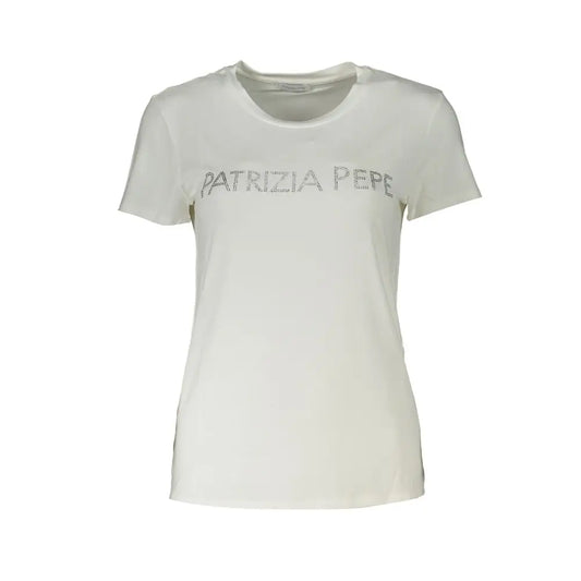 Patrizia Pepe white organic cotton t-shirt med sølvlogo