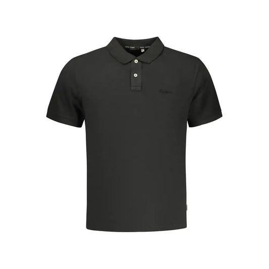 Sort pepe jeans sort bomulds polo t-shirt med klassisk krave og to-knap placket