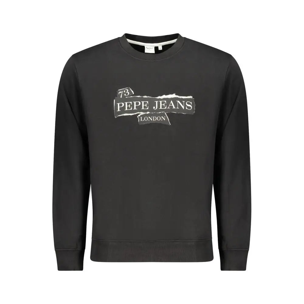 Pepe Jeans Nero bomuld herresweatshirt med sort crewneck og slidt hvid logo