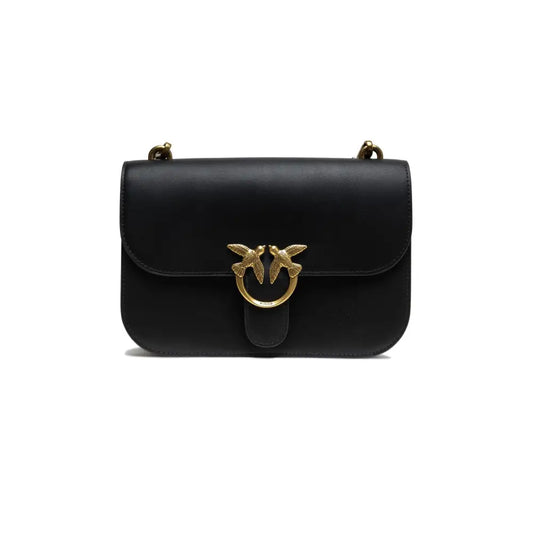 PINKO Black Leather Love Bell Classic Shoulder Bag