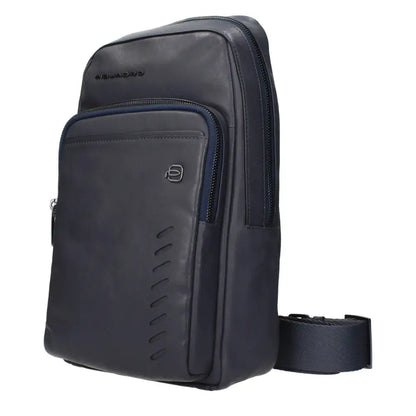 Piquadro Blue læder crossbody taske i mørk marine med justerbar rem