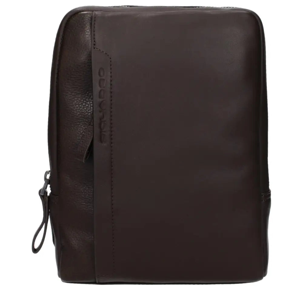 Piquadro brun læder crossbody taske, outlet mærkevarer, spar 30-70%