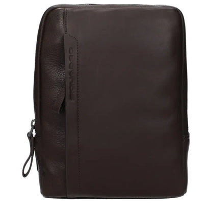 Piquadro brun læder crossbody taske, outlet mærkevarer, spar 30-70%