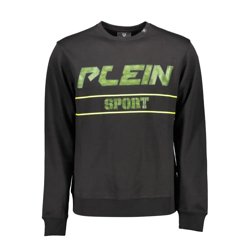 Plein Sport sort sort black bomuldssweater med neonlogo