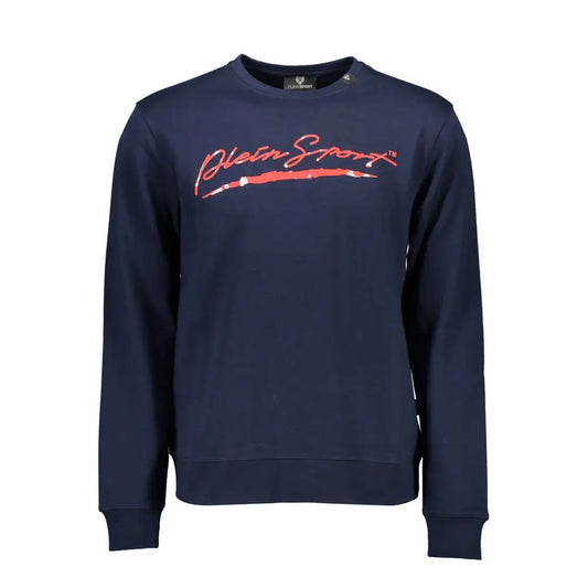 Navy blå crewneck sweatshirt med rødt Plein Sport logo på brystet i Plein Sport blue bomuld