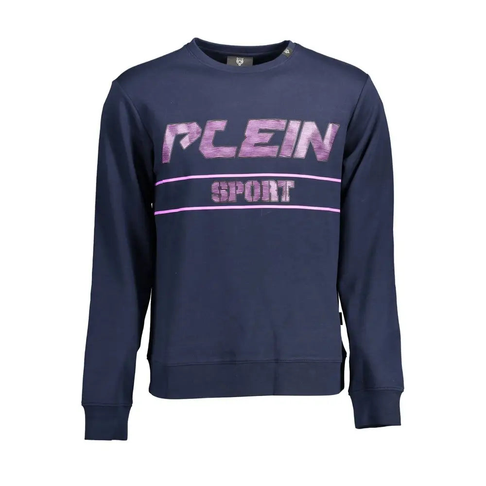 Navy blå Plein Sport bomuldssweater med pink og hvid grafik