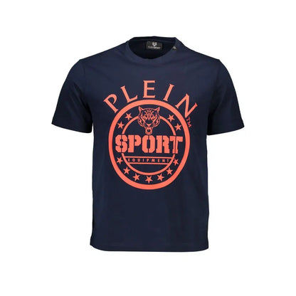 Navy blå Plein Sport bomuld herret-shirt med tiger-logo