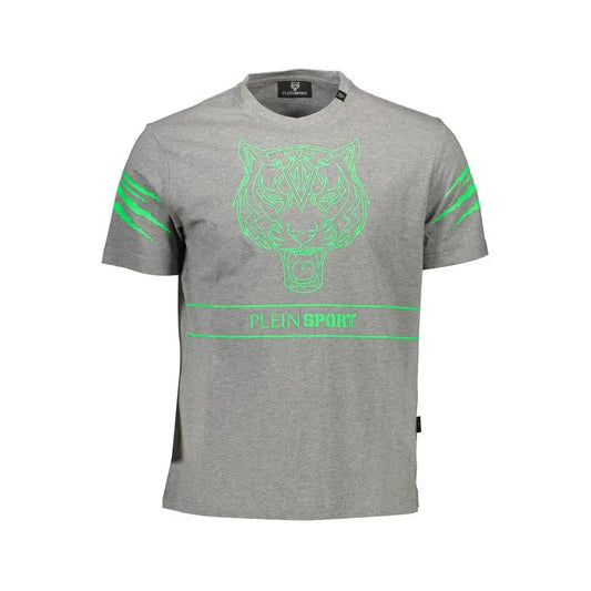 Grå hejret Plein Sport T-shirt med neon tigerhoved og kløer