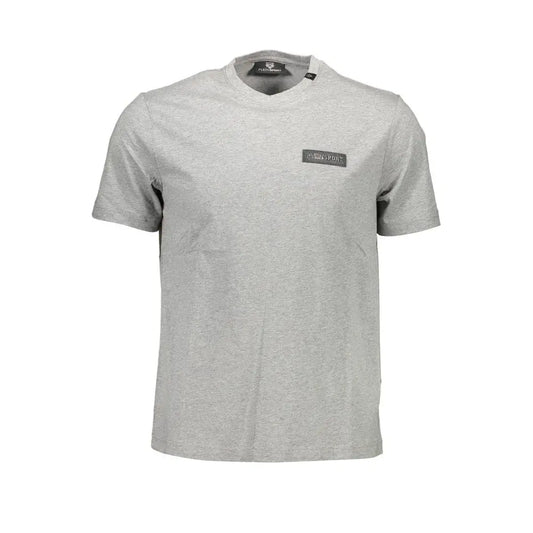 Plein Sport grå bomuld herret-shirt med ensport-logo