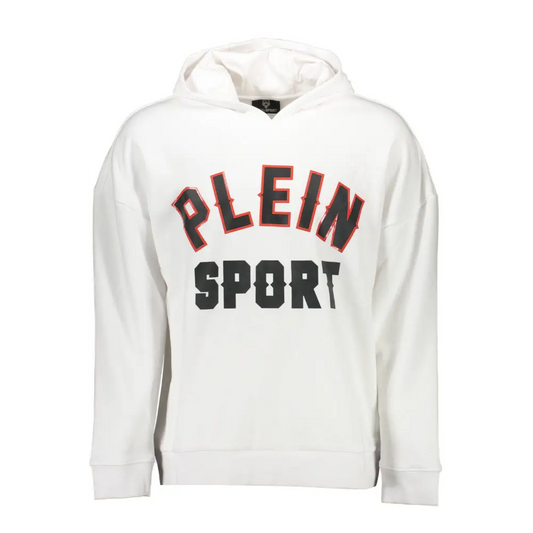 Hvid Plein Sport bomuldssweater med sort og rød logo til mænd fra outlet mærkevarer