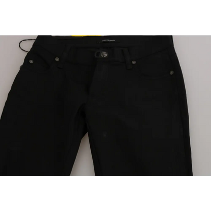 PLEIN SUD Cotton Black Mid Waist Skinny Denim Jeans - Jeans