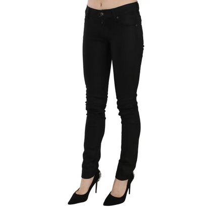 PLEIN SUD Cotton Black Mid Waist Skinny Denim Jeans - Jeans