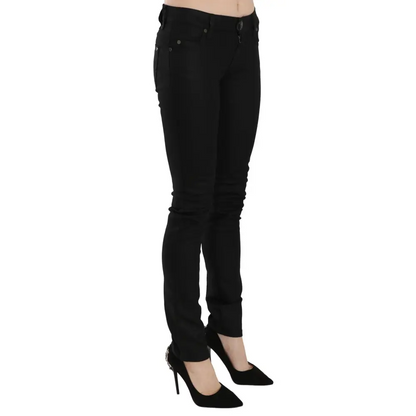 PLEIN SUD Cotton Black Mid Waist Skinny Denim Jeans - Jeans